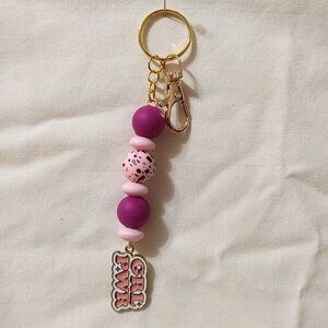 Girl Power Beaded Keychain / Bag Charm - Girly - Handcrafted